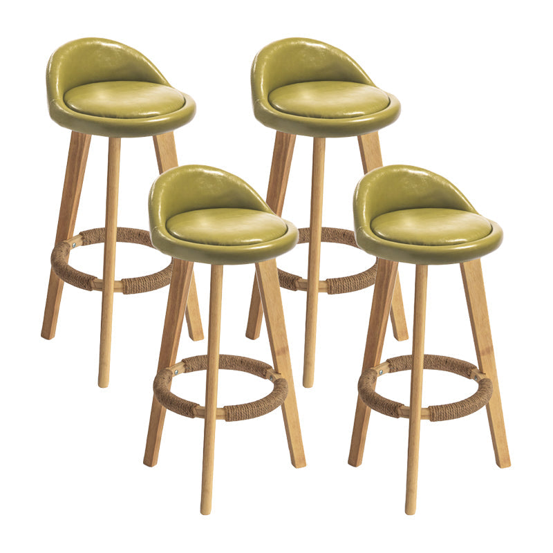 Modern Armless Backrest Counter Stool Wood Milk Tea Shop Bar Stool with Cushion and Pedal Green 4 Piece Set Clearhalo 'Bar Furniture' 'Bar Stools' 'bar_stools' 'furn' 'furn_bar_stools' 'furniture_bar_stools' 'Kitchen & Dining Furniture' 'kitchen&dining_furn' 'kitchen' 'kitchen_furn' Furniture' 4372039