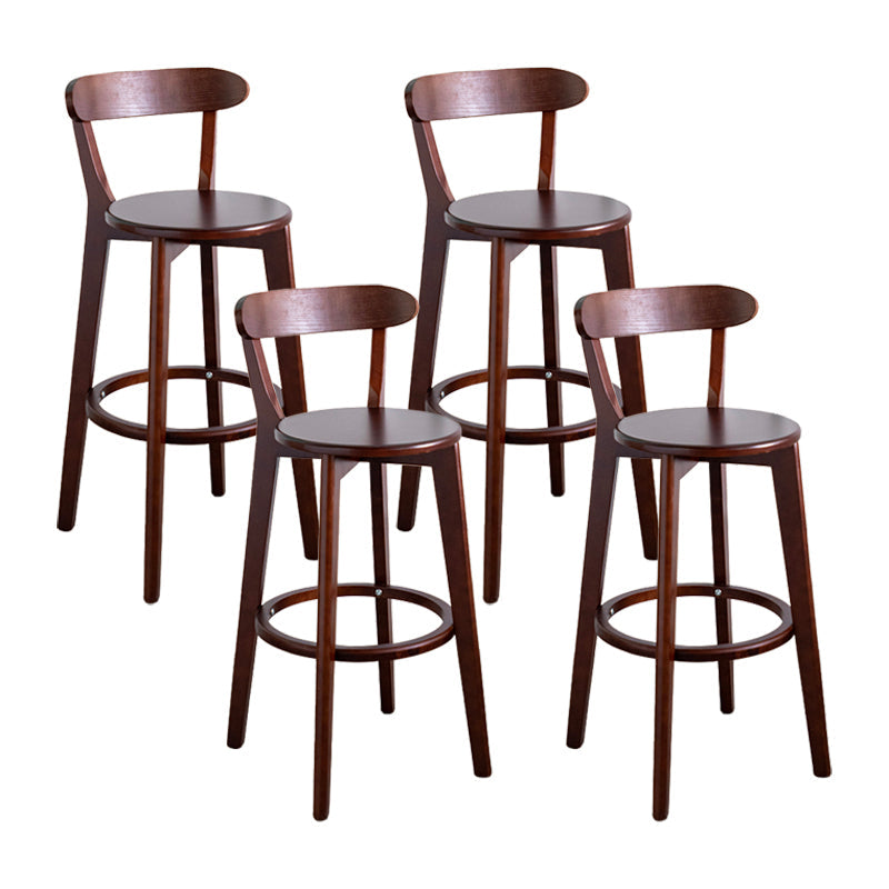 Modern Armless Backrest Counter Stool Wood Household Bar Stool with Cushion and Pedal Light Brown Brown 4 Piece Set Clearhalo 'Bar Furniture' 'Bar Stools' 'bar_stools' 'furn' 'furn_bar_stools' 'furniture_bar_stools' 'Kitchen & Dining Furniture' 'kitchen&dining_furn' 'kitchen' 'kitchen_furn' Furniture' 4372126