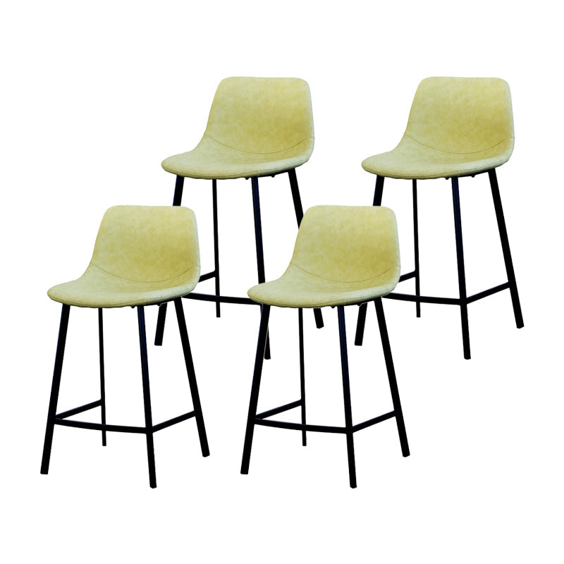 Contemporary Mental Leather Bar Stools Indoor Barstool with Iron Legs and Low Back Lemon Yellow 4 Piece Set Bar Stool(30"H) Clearhalo 'Bar Furniture' 'Bar Stools' 'bar_stools' 'furn' 'furn_bar_stools' 'furniture_bar_stools' 'Kitchen & Dining Furniture' 'kitchen&dining_furn' 'kitchen' 'kitchen_furn' Furniture' 4372242