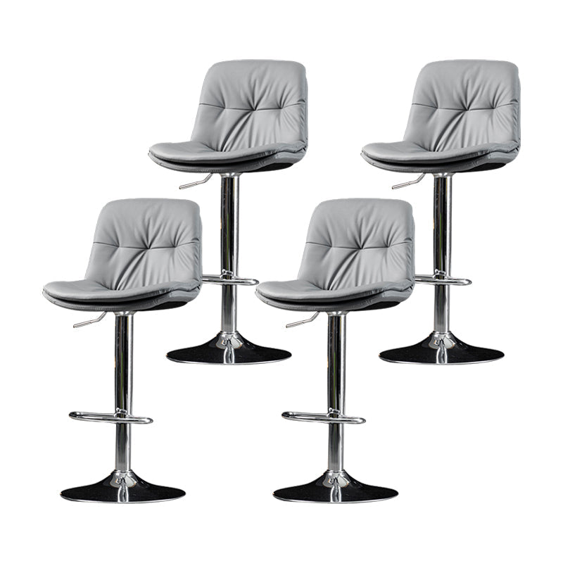 Indoor Adjustable Swivel Bar Stool Bucket Footrest Backrest Counter Stool Light Gray Silver 4 Piece Set Clearhalo 'Bar Furniture' 'Bar Stools' 'bar_stools' 'furn' 'furn_bar_stools' 'furniture_bar_stools' 'Kitchen & Dining Furniture' 'kitchen&dining_furn' 'kitchen' 'kitchen_furn' Furniture' 4374490