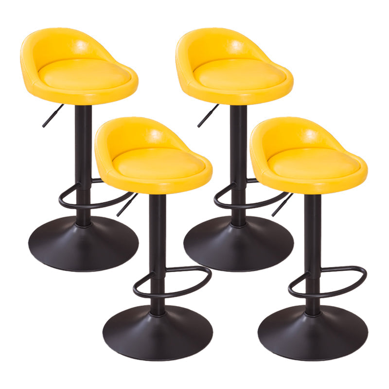 Modern Liftable Backrest Counter Stool Steel Household Bar Stool with Cushion and Pedal Light Yellow 4 Piece Set Clearhalo 'Bar Furniture' 'Bar Stools' 'bar_stools' 'furn' 'furn_bar_stools' 'furniture_bar_stools' 'Kitchen & Dining Furniture' 'kitchen&dining_furn' 'kitchen' 'kitchen_furn' Furniture' 4380231