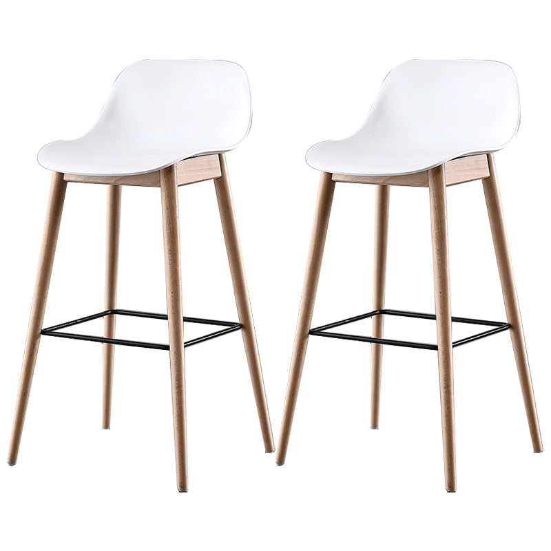 Nordic Style Plastic Wood Barstool 4 Legs Backrest Colorful Bar Stool, Set of 2 White 2 Piece Set Clearhalo 'Bar Furniture' 'Bar Stools' 'bar_stools' 'furn' 'furn_bar_stools' 'furniture_bar_stools' 'Kitchen & Dining Furniture' 'kitchen&dining_furn' 'kitchen' 'kitchen_furn' Furniture' 4380590