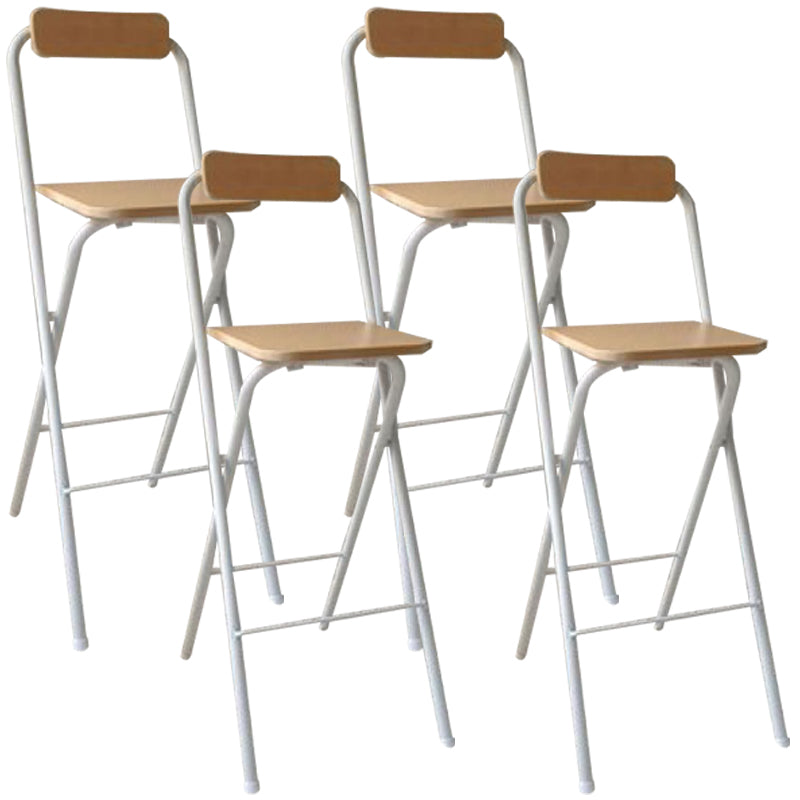 Industrial Style Fold Counter Stools Indoor Wood Metal Simple Bar Stool Wood 4 Piece Set Bar Stool (28" H) Clearhalo 'Bar Furniture' 'Bar Stools' 'bar_stools' 'furn' 'furn_bar_stools' 'furniture_bar_stools' 'Kitchen & Dining Furniture' 'kitchen&dining_furn' 'kitchen' 'kitchen_furn' Furniture' 4380643