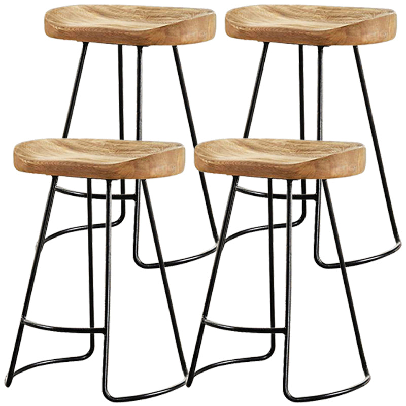 Contemporary Wood Seats Counter Stools Black Base Indoor Bar Stool for Kitchen 4 Piece Set Clearhalo 'Bar Furniture' 'Bar Stools' 'bar_stools' 'furn' 'furn_bar_stools' 'furniture_bar_stools' 'Kitchen & Dining Furniture' 'kitchen&dining_furn' 'kitchen' 'kitchen_furn' Furniture' 4380687