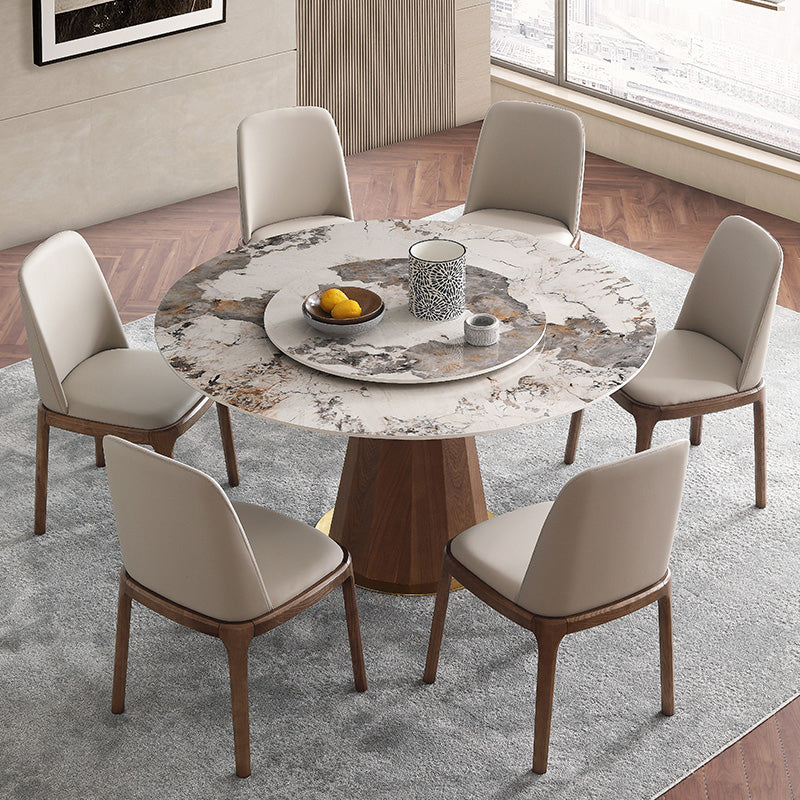 Modern 1/4/5/7 Pieces Dining Set Solid Wood Base Dining Room Set for Home Use 7 Pieces: Table, 6 Chairs Clearhalo 'Dining Room Sets' 'Dining Tables & Seating' 'dining_room_set' 'furn' 'furn_dining_room_set' 'Furniture' 'furniture_dining_room_set' 'Kitchen & Dining Furniture' 'kitchen&dining_furn' 'kitchen' 4381553
