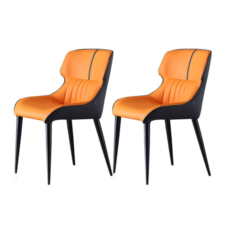 Industrial Home Arm Chair Wingback Metal Upholstered Dining Room Chair Orange 2 Piece Set Clearhalo ' kitchen&dining_furn' 'Dining Chairs' 'Dining Tables & Seating' 'dining_chair' 'furn' 'furn_dining_chair' 'Furniture' 'furniture_dining_chair' 'Kitchen & Dining Furniture' 'kitchen' 4381704
