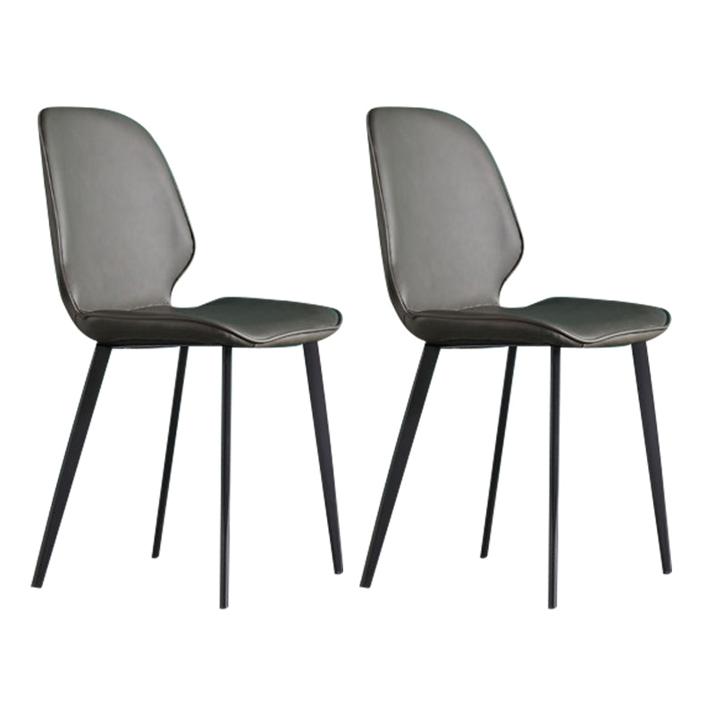 Upholstered Armless Dining Chairs Leather Wingback Side Chairs with Metal Legs Grey 2 Piece Set Clearhalo ' kitchen&dining_furn' 'Dining Chairs' 'Dining Tables & Seating' 'dining_chair' 'furn' 'furn_dining_chair' 'Furniture' 'furniture_dining_chair' 'Kitchen & Dining Furniture' 'kitchen' 4381803
