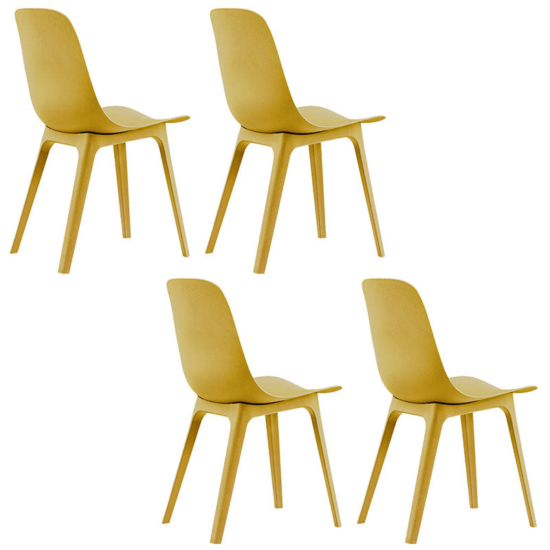 Modern Plastic Dining Room Chair Armless Dining Chairs for Restaurant Use Yellow 4 Piece Set Clearhalo ' kitchen&dining_furn' 'Dining Chairs' 'Dining Tables & Seating' 'dining_chair' 'furn' 'furn_dining_chair' 'Furniture' 'furniture_dining_chair' 'Kitchen & Dining Furniture' 'kitchen' 4381969
