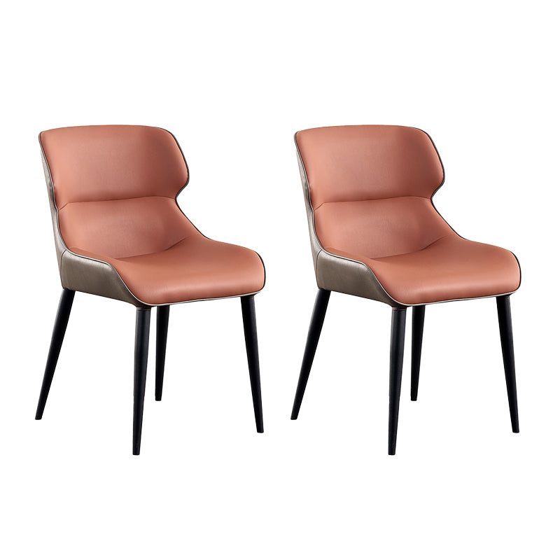 Contemporary Style Leather Dining Chairs Wingback Chair for Kitchen Orange 2 Piece Set Clearhalo ' kitchen&dining_furn' 'Dining Chairs' 'Dining Tables & Seating' 'dining_chair' 'furn' 'furn_dining_chair' 'Furniture' 'furniture_dining_chair' 'Kitchen & Dining Furniture' 'kitchen' 4391351