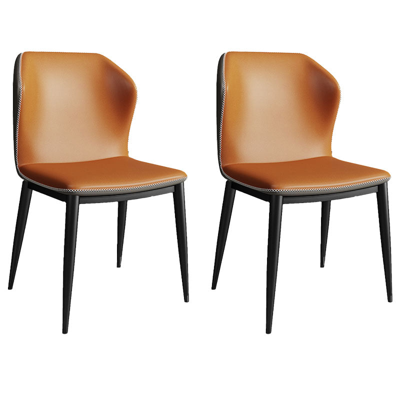 Industrial Style Wingback Chair Leather Dining Armless Chairs for Kitchen Orange 2 Piece Set Clearhalo ' kitchen&dining_furn' 'Dining Chairs' 'Dining Tables & Seating' 'dining_chair' 'furn' 'furn_dining_chair' 'Furniture' 'furniture_dining_chair' 'Kitchen & Dining Furniture' 'kitchen' 4391495