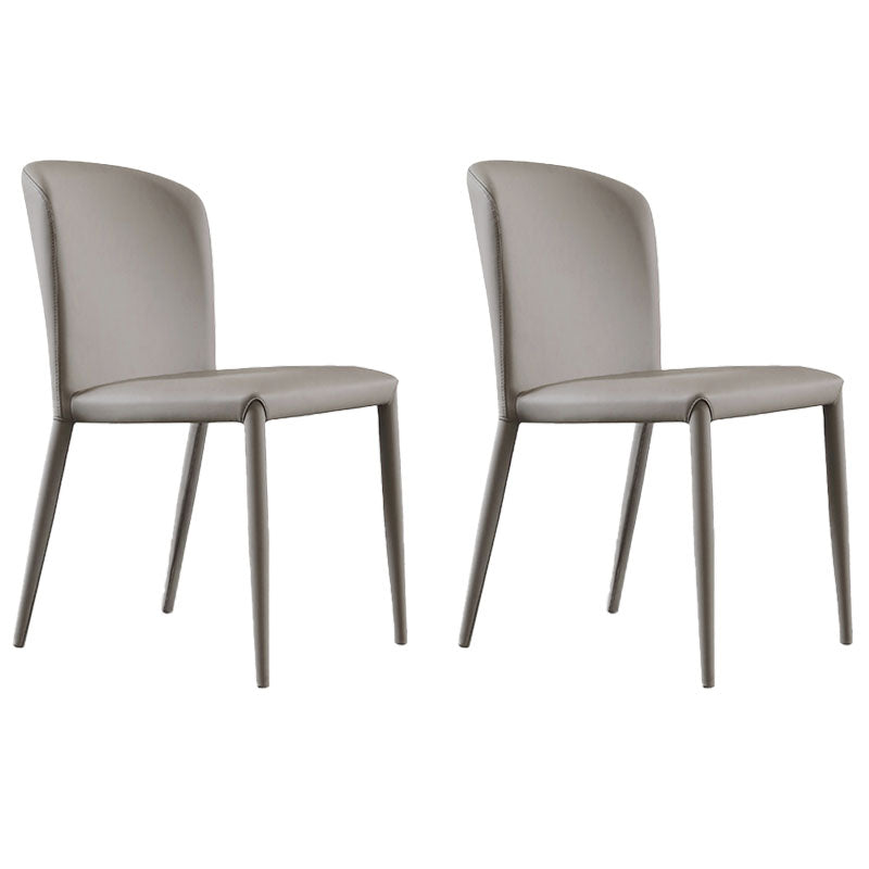 Modern PU Leather Dining Chairs Armless Metal Dining Chairs for Home Use Light Khaki 2 Piece Set Clearhalo ' kitchen&dining_furn' 'Dining Chairs' 'Dining Tables & Seating' 'dining_chair' 'furn' 'furn_dining_chair' 'Furniture' 'furniture_dining_chair' 'Kitchen & Dining Furniture' 'kitchen' 4391554