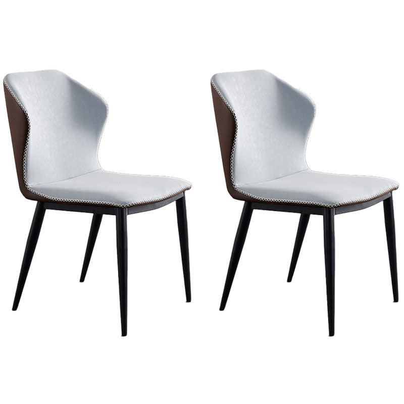 Industrial Metal Dining Room Chair Faux Leather Dining Armless Chair for Restaurant Use Light Blue 2 Piece Set Clearhalo ' kitchen&dining_furn' 'Dining Chairs' 'Dining Tables & Seating' 'dining_chair' 'furn' 'furn_dining_chair' 'Furniture' 'furniture_dining_chair' 'Kitchen & Dining Furniture' 'kitchen' 4391569