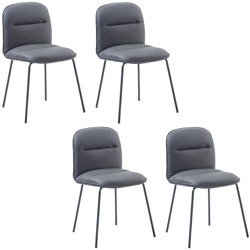 Modern PU Leather Dining Chairs Armless Metal Dining Chairs for Restaurant Use Grey 4 Piece Set Clearhalo ' kitchen&dining_furn' 'Dining Chairs' 'Dining Tables & Seating' 'dining_chair' 'furn' 'furn_dining_chair' 'Furniture' 'furniture_dining_chair' 'Kitchen & Dining Furniture' 'kitchen' 4391734