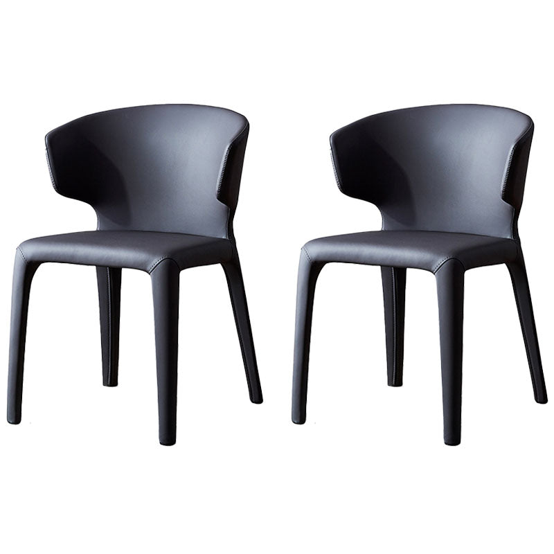 Contemporary Leather Dining Chairs Wingback Armless Chairs for Home Black 2 Piece Set Clearhalo ' kitchen&dining_furn' 'Dining Chairs' 'Dining Tables & Seating' 'dining_chair' 'furn' 'furn_dining_chair' 'Furniture' 'furniture_dining_chair' 'Kitchen & Dining Furniture' 'kitchen' 4391746