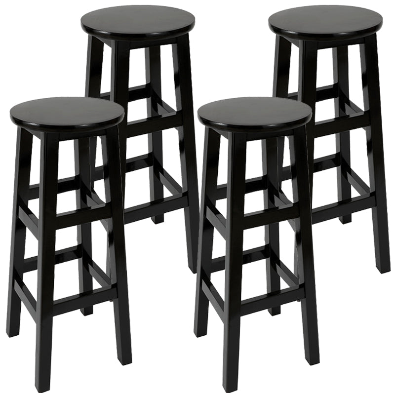 Industrial Wood Simple Retro Barstool Indoor Tall Stool with Round Seat Black 4 Piece Set Bar Stool(31"H) Clearhalo 'Bar Furniture' 'Bar Stools' 'bar_stools' 'furn' 'furn_bar_stools' 'furniture_bar_stools' 'Kitchen & Dining Furniture' 'kitchen&dining_furn' 'kitchen' 'kitchen_furn' Furniture' 4392397