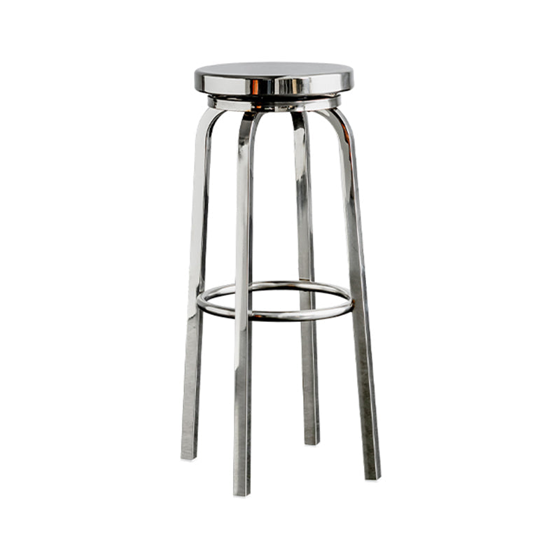 Stainless Steel Backless Glossy Barstool Nordic Brushed Tall Stool, 1 Piece Silver Swivel Clearhalo 'Bar Furniture' 'Bar Stools' 'bar_stools' 'furn' 'furn_bar_stools' 'furniture_bar_stools' 'Kitchen & Dining Furniture' 'kitchen&dining_furn' 'kitchen' 'kitchen_furn' Furniture' 4392461