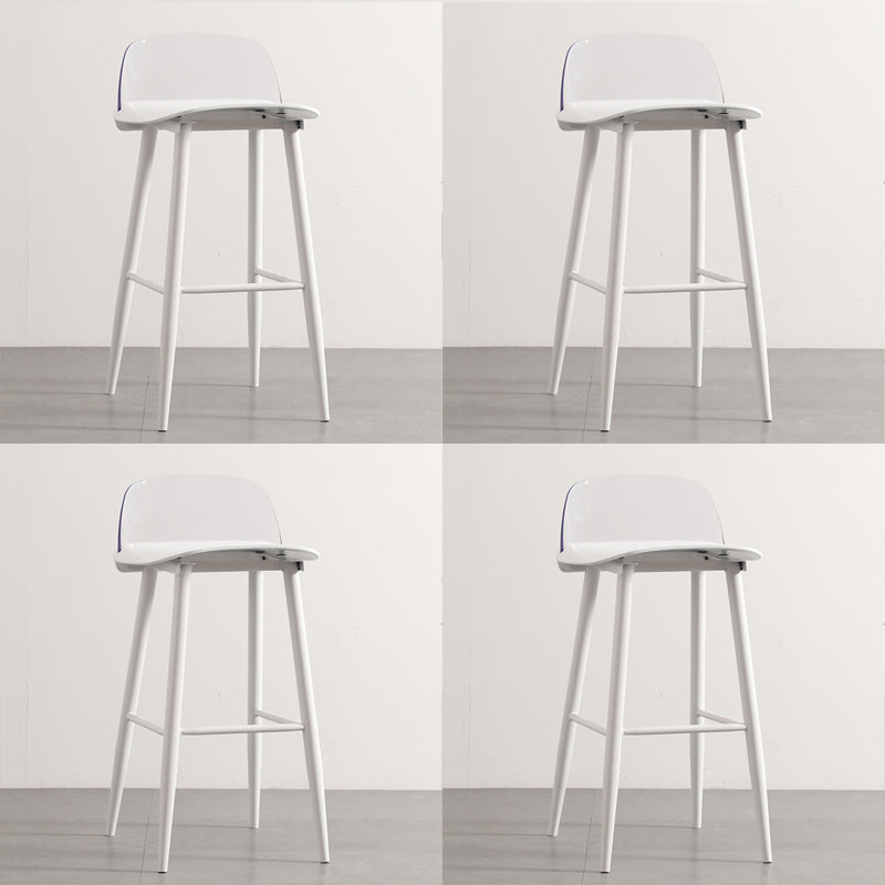 Scandinavian Plastic Counter Stools Low Back Indoor Bar Stools with Metal Footrest White-Clear 4 Piece Set Clearhalo 'Bar Furniture' 'Bar Stools' 'bar_stools' 'furn' 'furn_bar_stools' 'furniture_bar_stools' 'Kitchen & Dining Furniture' 'kitchen&dining_furn' 'kitchen' 'kitchen_furn' Furniture' 4392641