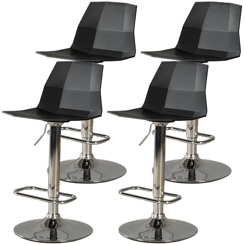 Adjustable Height Swivel Counter Stools Iron Plastic Silver Scandinavian Bar Stools Black 4 Piece Set Clearhalo 'Bar Furniture' 'Bar Stools' 'bar_stools' 'furn' 'furn_bar_stools' 'furniture_bar_stools' 'Kitchen & Dining Furniture' 'kitchen&dining_furn' 'kitchen' 'kitchen_furn' Furniture' 4392672