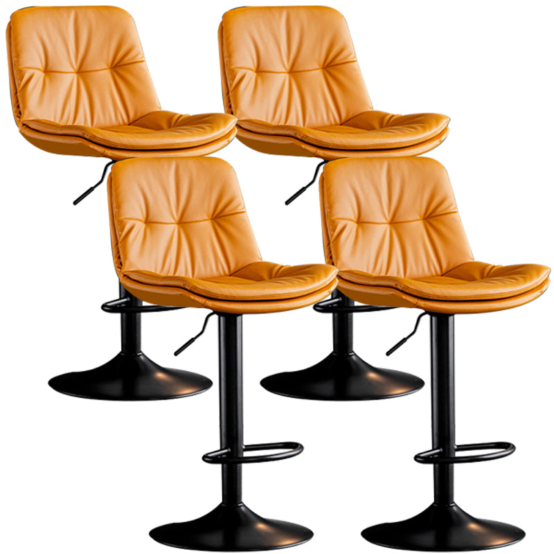 Adjustable Height Metal Leather Counter Stools Swivel Scandinavian Bar Stools Black Orange 4 Piece Set Clearhalo 'Bar Furniture' 'Bar Stools' 'bar_stools' 'furn' 'furn_bar_stools' 'furniture_bar_stools' 'Kitchen & Dining Furniture' 'kitchen&dining_furn' 'kitchen' 'kitchen_furn' Furniture' 4392709