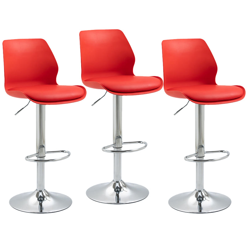 Adjustable Height Metal Plastic Counter Stools Swivel Scandinavian Bar Stools (Set of 3) Red 3 Piece Set Clearhalo 'Bar Furniture' 'Bar Stools' 'bar_stools' 'furn' 'furn_bar_stools' 'furniture_bar_stools' 'Kitchen & Dining Furniture' 'kitchen&dining_furn' 'kitchen' 'kitchen_furn' Furniture' 4392807