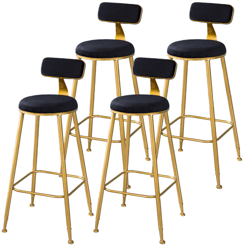 Scandinavian Style Barstool with Metal Leg Round Seat Counter Chair for Kitchen Black 4 Piece Set Bar Stool(30"H) Clearhalo 'Bar Furniture' 'Bar Stools' 'bar_stools' 'furn' 'furn_bar_stools' 'furniture_bar_stools' 'Kitchen & Dining Furniture' 'kitchen&dining_furn' 'kitchen' 'kitchen_furn' Furniture' 4392903