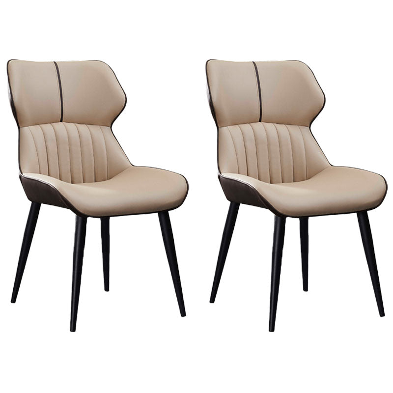 Contemporary Wingback Dining Side Chair Kitchen Leather Dining Chair Light Yellow 2 Piece Set Clearhalo ' kitchen&dining_furn' 'Dining Chairs' 'Dining Tables & Seating' 'dining_chair' 'furn' 'furn_dining_chair' 'Furniture' 'furniture_dining_chair' 'Kitchen & Dining Furniture' 'kitchen' 4399589
