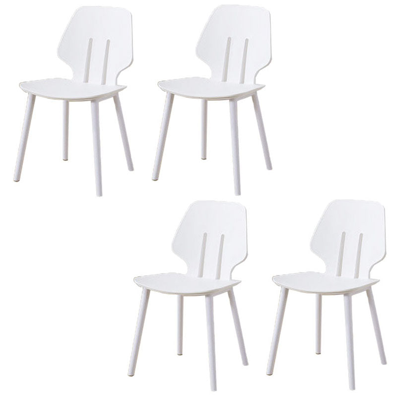 Contemporary Open Back Dining Side Chair Plastic Dining Armless Chairs for Home Use White 4 Piece Set Clearhalo ' kitchen&dining_furn' 'Dining Chairs' 'Dining Tables & Seating' 'dining_chair' 'furn' 'furn_dining_chair' 'Furniture' 'furniture_dining_chair' 'Kitchen & Dining Furniture' 'kitchen' 4399604