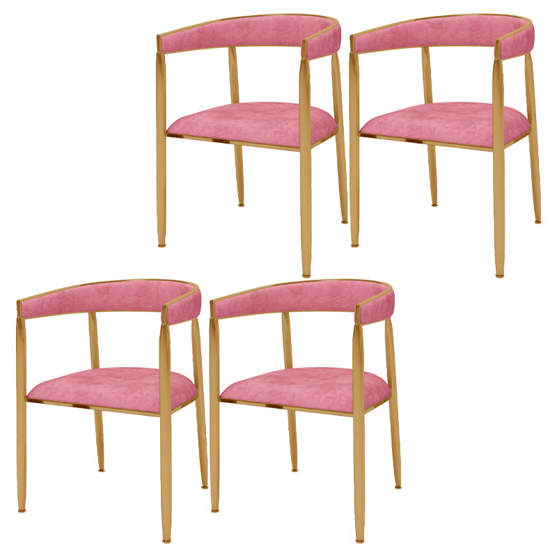Glam Metal Dining Room Chair Armless Velvet Dining Side Chairs for Home Use Pink 4 Piece Set Clearhalo ' kitchen&dining_furn' 'Dining Chairs' 'Dining Tables & Seating' 'dining_chair' 'furn' 'furn_dining_chair' 'Furniture' 'furniture_dining_chair' 'Kitchen & Dining Furniture' 'kitchen' 4399979