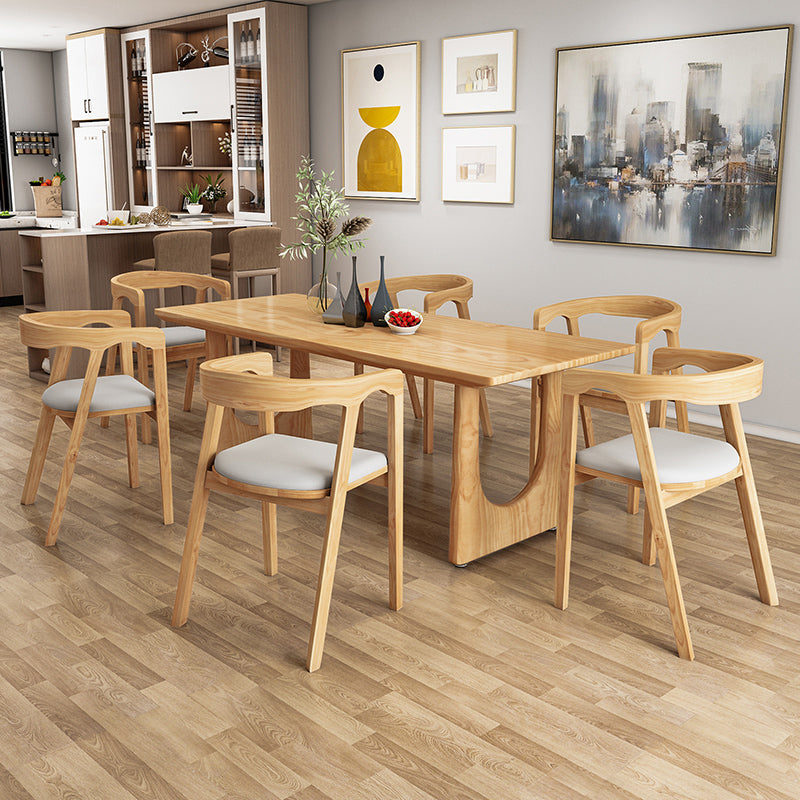 Modern 1/2/4/5/6/7 Pieces Dining Set Rectangle Dining Table Set with Wood Chairs 7 Pieces: Table, 6 Chairs Clearhalo 'Dining Room Sets' 'Dining Tables & Seating' 'dining_room_set' 'furn' 'furn_dining_room_set' 'Furniture' 'furniture_dining_room_set' 'Kitchen & Dining Furniture' 'kitchen&dining_furn' 'kitchen' 4400152