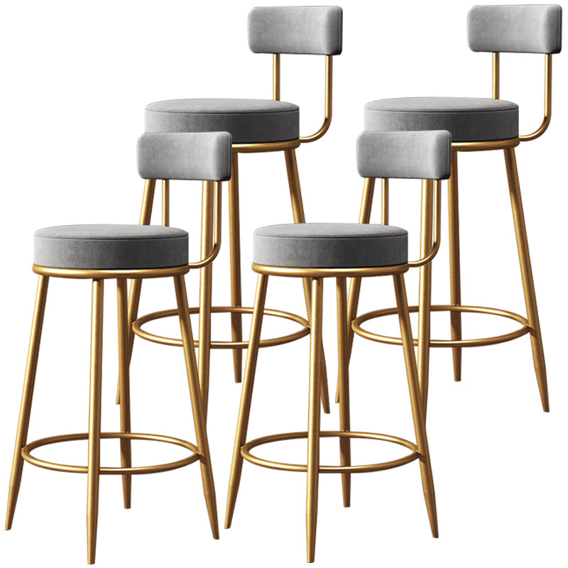 Scandinavian Style Bar Stool Metal Legs Round Seat Counter Stool for Kitchen Bar Grey 4 Piece Set Clearhalo 'Bar Furniture' 'Bar Stools' 'bar_stools' 'furn' 'furn_bar_stools' 'furniture_bar_stools' 'Kitchen & Dining Furniture' 'kitchen&dining_furn' 'kitchen' 'kitchen_furn' Furniture' 4400825