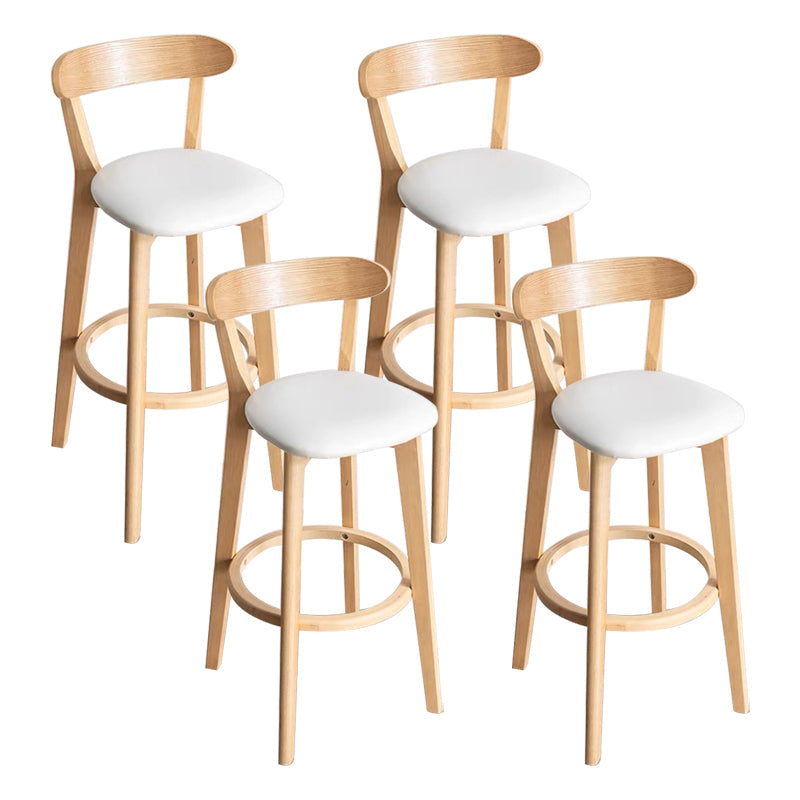 Contemporary Solid Wood Barstool Indoor Bar Stool with Cushion and Low Back White 4 Piece Set Clearhalo 'Bar Furniture' 'Bar Stools' 'bar_stools' 'furn' 'furn_bar_stools' 'furniture_bar_stools' 'Kitchen & Dining Furniture' 'kitchen&dining_furn' 'kitchen' 'kitchen_furn' Furniture' 4400991
