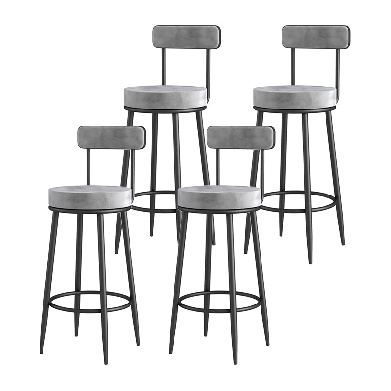 Glam Metal Upholstered Barstool Living Room Bar Stool with Iron Legs and Low Back Black Gray 4 Piece Set Clearhalo 'Bar Furniture' 'Bar Stools' 'bar_stools' 'furn' 'furn_bar_stools' 'furniture_bar_stools' 'Kitchen & Dining Furniture' 'kitchen&dining_furn' 'kitchen' 'kitchen_furn' Furniture' 4401056