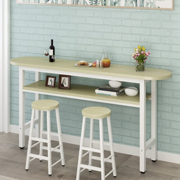 40-inch Height Bar Table Industrial Style Double-deck Wood Top Bar Table, Only Table Light Green Without Chairs Clearhalo 'Bar Furniture' 'Bar Tables' 'bar_tables' 'furn' 'furn_bar_tables' 'Furniture' 'furniture_bar_tables' 'Kitchen & Dining Furniture' 4401359