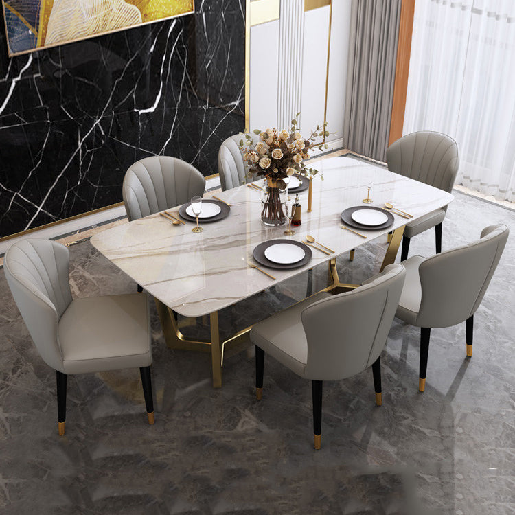 Luxury 1/2/5/6/7 Pieces Dining Set with Stone Rectangle Table and Chairs Dinette Set 7 Pieces: Table, 6 Chairs Clearhalo 'Dining Room Sets' 'Dining Tables & Seating' 'dining_room_set' 'furn' 'furn_dining_room_set' 'Furniture' 'furniture_dining_room_set' 'Kitchen & Dining Furniture' 'kitchen&dining_furn' 'kitchen' 4413395