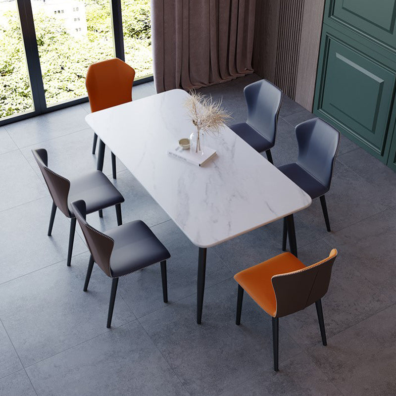 Modern 1/2/5/7 Pieces Dining Set Rectangle Dining Room Table Set 7 Pieces: Table, 6 Chairs Clearhalo 'Dining Room Sets' 'Dining Tables & Seating' 'dining_room_set' 'furn' 'furn_dining_room_set' 'Furniture' 'furniture_dining_room_set' 'Kitchen & Dining Furniture' 'kitchen&dining_furn' 'kitchen' 4413408