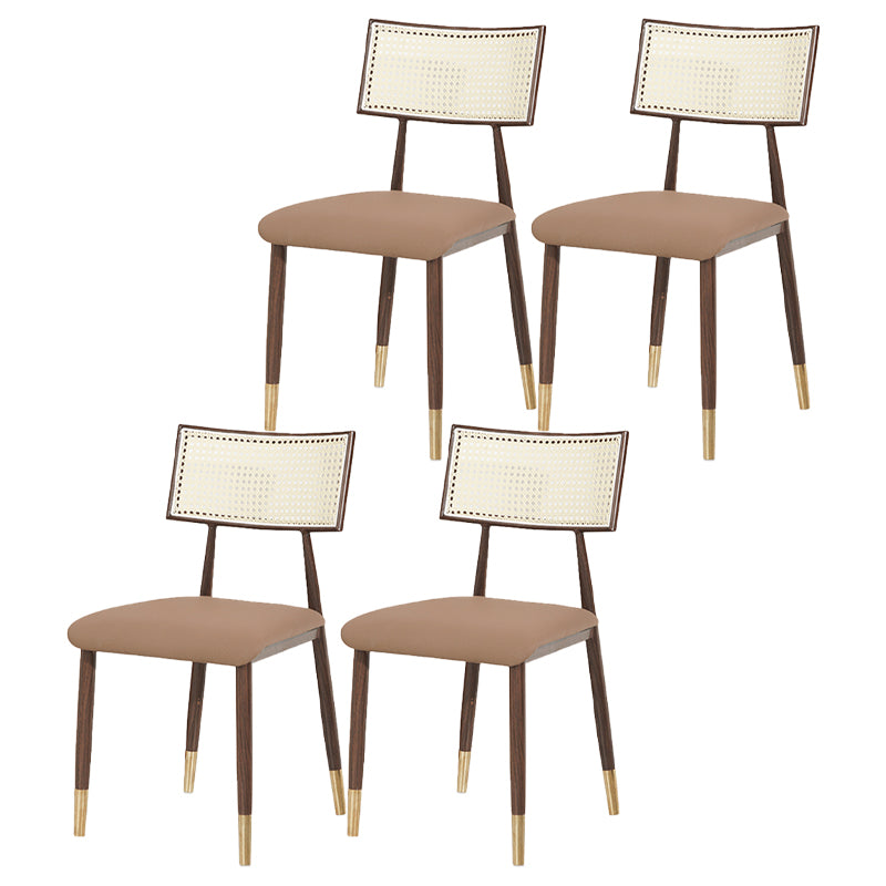 Nordic Style Dining Chairs Open Back Armless Chair for Kitchen with Metal Legs Brown 4 Piece Set Clearhalo ' kitchen&dining_furn' 'Dining Chairs' 'Dining Tables & Seating' 'dining_chair' 'furn' 'furn_dining_chair' 'Furniture' 'furniture_dining_chair' 'Kitchen & Dining Furniture' 'kitchen' 4414070