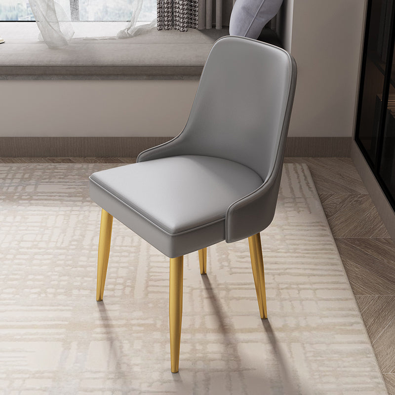 Kitchen Glam Style Dining Chairs Armless Chair with Metal Legs Light Gray 1 Piece Clearhalo ' kitchen&dining_furn' 'Dining Chairs' 'Dining Tables & Seating' 'dining_chair' 'furn' 'furn_dining_chair' 'Furniture' 'furniture_dining_chair' 'Kitchen & Dining Furniture' 'kitchen' 4414110