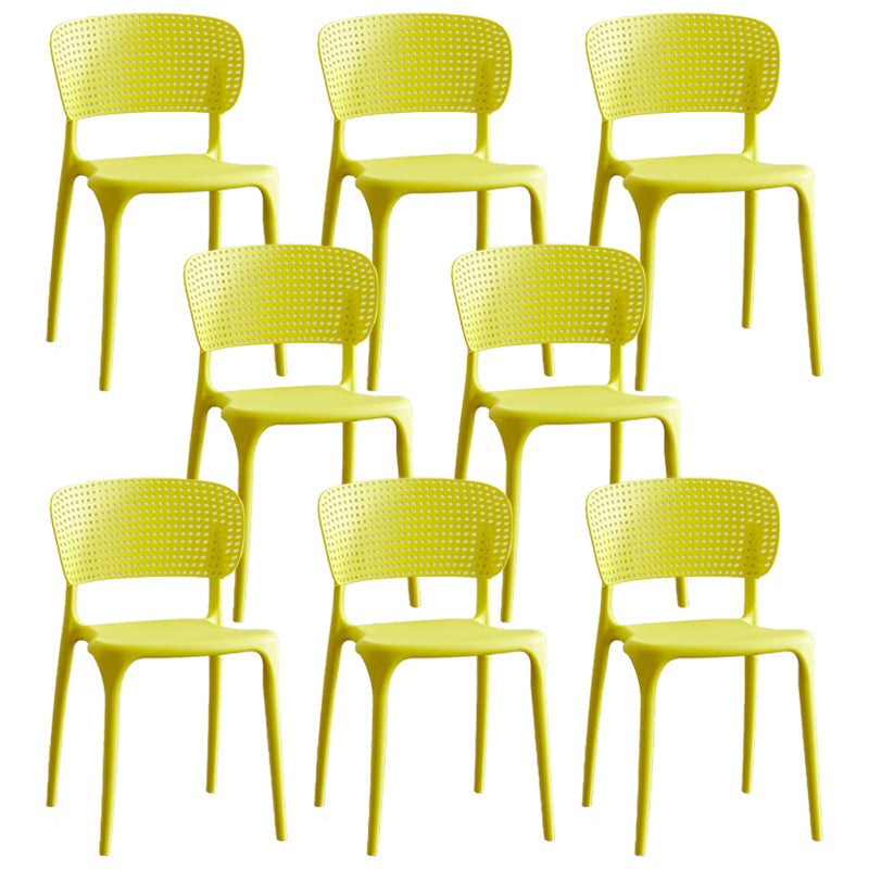Modern Plastic Indoor-Outdoor Side Chair Open Back Dining Chair Yellow Set of 8 Clearhalo ' kitchen&dining_furn' 'Dining Chairs' 'Dining Tables & Seating' 'dining_chair' 'Furniture' 'furniture_dining_chair' 'Kitchen & Dining Furniture' 'kitchen' 4414168