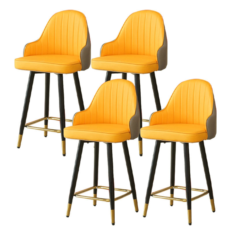 Nordic Style Barstool with PU Leather Seats Counter Stools, Set of 2 Yellow-Gray 4 Piece Set Clearhalo 'Bar Furniture' 'Bar Stools' 'bar_stools' 'furn' 'furn_bar_stools' 'furniture_bar_stools' 'Kitchen & Dining Furniture' 'kitchen&dining_furn' 'kitchen' 'kitchen_furn' Furniture' 4415902