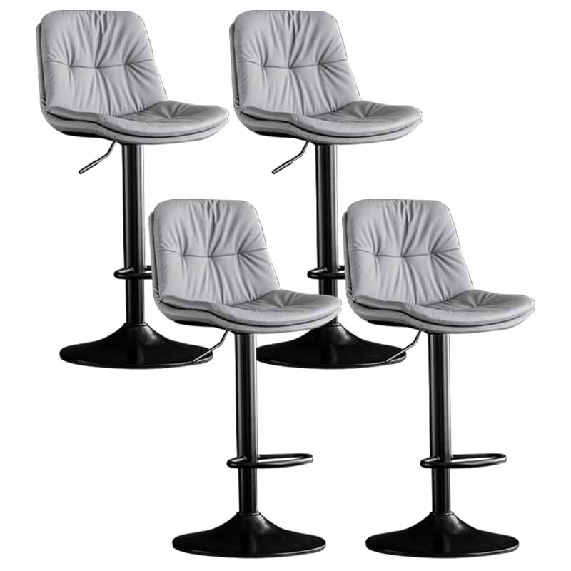 Nordic Metal Adjustable Swivel Barstool Indoor Tall Stool with Leather Seat Smoke Gray Black 4 Piece Set Clearhalo 'Bar Furniture' 'Bar Stools' 'bar_stools' 'furn' 'furn_bar_stools' 'furniture_bar_stools' 'Kitchen & Dining Furniture' 'kitchen&dining_furn' 'kitchen' 'kitchen_furn' Furniture' 4416118