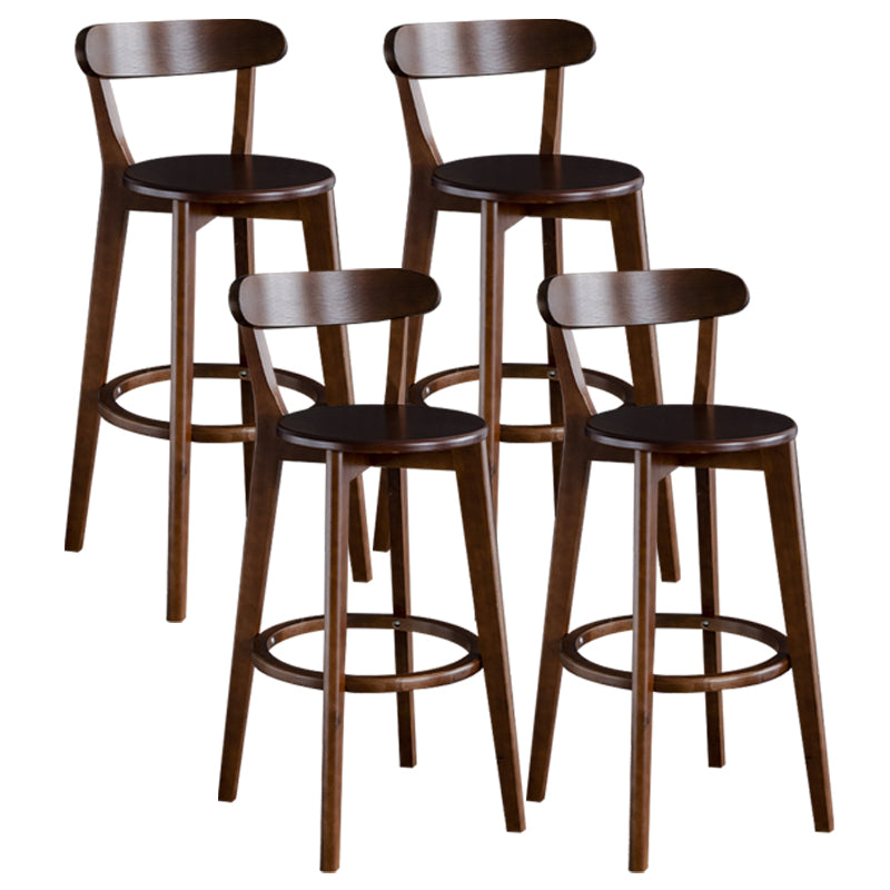 Nordic Wood Simple Barstool 28" H Indoor Tall Stool with Upholstered Brown 4 Piece Set Clearhalo 'Bar Furniture' 'Bar Stools' 'bar_stools' 'furn' 'furn_bar_stools' 'furniture_bar_stools' 'Kitchen & Dining Furniture' 'kitchen&dining_furn' 'kitchen' 'kitchen_furn' Furniture' 4416327