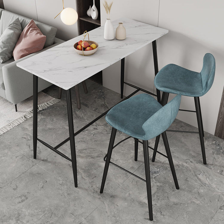 Industrial Black Metal Bar Table Rectangle Top 41.3"H Bistro Table with Footrest White Without Chairs Clearhalo 'Bar Furniture' 'Bar Tables' 'bar_tables' 'furn' 'furn_bar_tables' 'Furniture' 'furniture_bar_tables' 'Kitchen & Dining Furniture' 4416360