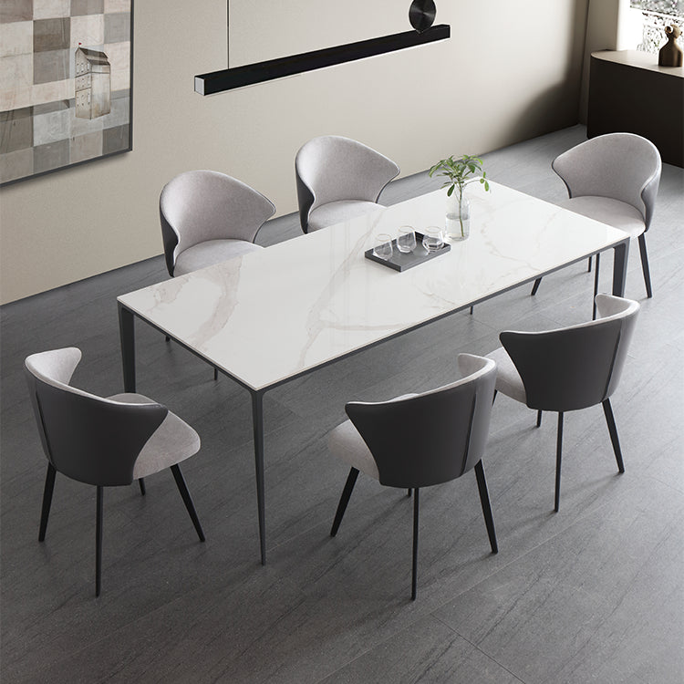 1/4/5/6/7 Pcs Metal Modern Dining Set with Rectangle Table Dinette Set 7 Pieces: Table, 6 Chairs Clearhalo 'Dining Room Sets' 'Dining Tables & Seating' 'dining_room_set' 'furn' 'furn_dining_room_set' 'Furniture' 'furniture_dining_room_set' 'Kitchen & Dining Furniture' 'kitchen&dining_furn' 'kitchen' 4421772