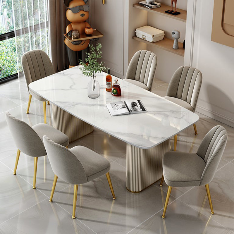 Nordic 1/2/5/6/7 Pieces Dining Set Rectangle Table and Leather Chairs Dinette Set 7 Pieces: Table, 6 Chairs Clearhalo 'Dining Room Sets' 'Dining Tables & Seating' 'dining_room_set' 'furn' 'furn_dining_room_set' 'Furniture' 'furniture_dining_room_set' 'Kitchen & Dining Furniture' 'kitchen&dining_furn' 'kitchen' 4421994