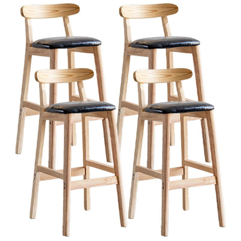Scandinavian Wood Upholstered Counter Stools Natural Back Bar Stools with Footrest Black 4 Piece Set Clearhalo 'Bar Furniture' 'Bar Stools' 'bar_stools' 'furn' 'furn_bar_stools' 'furniture_bar_stools' 'Kitchen & Dining Furniture' 'kitchen&dining_furn' 'kitchen' 'kitchen_furn' Furniture' 4422597