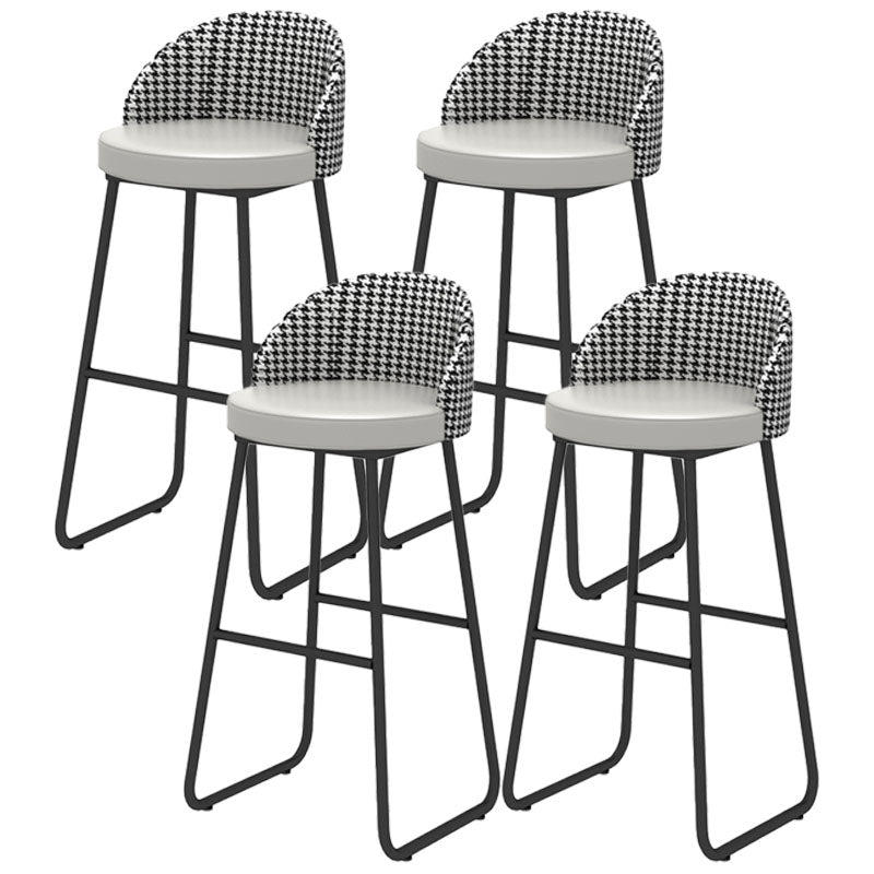 Scandinavian Iron Counter Stools Upholstered Low Back Bar Stools with Round Seat Grey Black 4 Piece Set Clearhalo 'Bar Furniture' 'Bar Stools' 'bar_stools' 'furn' 'furn_bar_stools' 'furniture_bar_stools' 'Kitchen & Dining Furniture' 'kitchen&dining_furn' 'kitchen' 'kitchen_furn' Furniture' 4422670