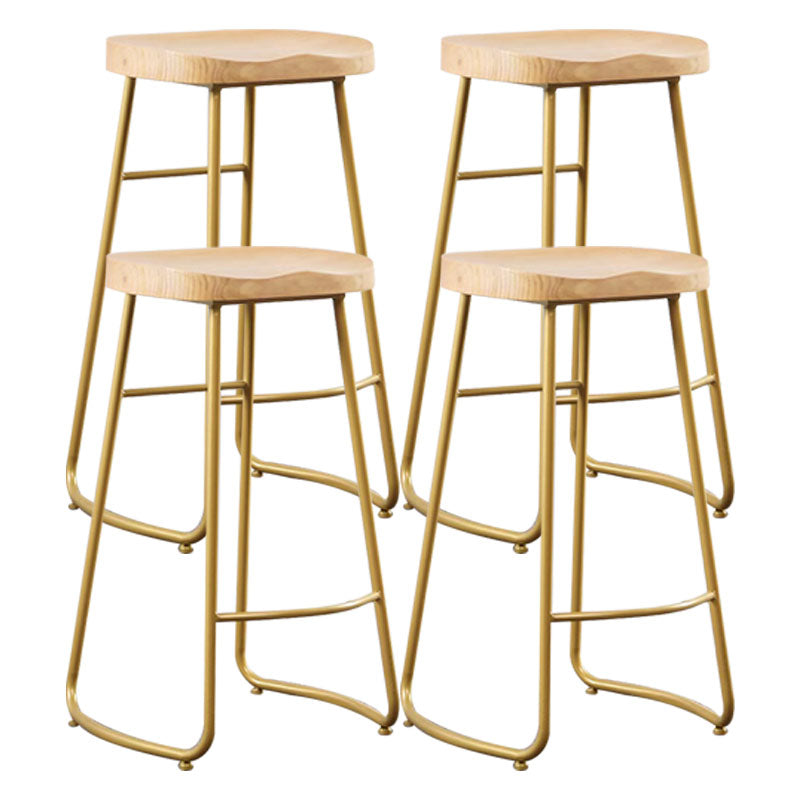 Industrial Style Bar-stool with Sled Round Saddle Seat Counter Stool for Kitchen Gold 4 Piece Set Bar Stool(30"H) Clearhalo 'Bar Furniture' 'Bar Stools' 'bar_stools' 'furn' 'furn_bar_stools' 'furniture_bar_stools' 'Kitchen & Dining Furniture' 'kitchen&dining_furn' 'kitchen' 'kitchen_furn' Furniture' 4422994