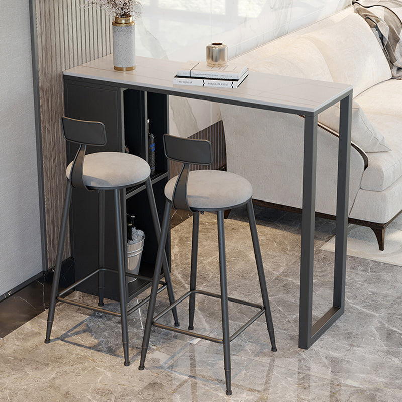 Rectangle Stone Top Counter Table Industrial 42-inch Height Table for Indoor 70.9"L x 15.7"W x 41.3"H Grey Without Chairs Clearhalo 'Bar Furniture' 'Bar Tables' 'bar_tables' 'furn' 'furn_bar_tables' 'Furniture' 'furniture_bar_tables' 'Kitchen & Dining Furniture' 4423061