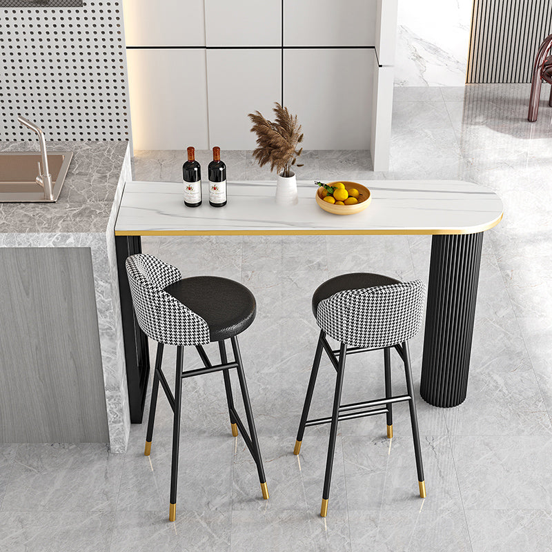 Kitchen Stone Top Counter Table Metal Base 42-inch Height Industrial Bar Table 55.1"L x 15.7"W x 41.3"H White Without Chairs Clearhalo 'Bar Furniture' 'Bar Tables' 'bar_tables' 'furn' 'furn_bar_tables' 'Furniture' 'furniture_bar_tables' 'Kitchen & Dining Furniture' 4423123