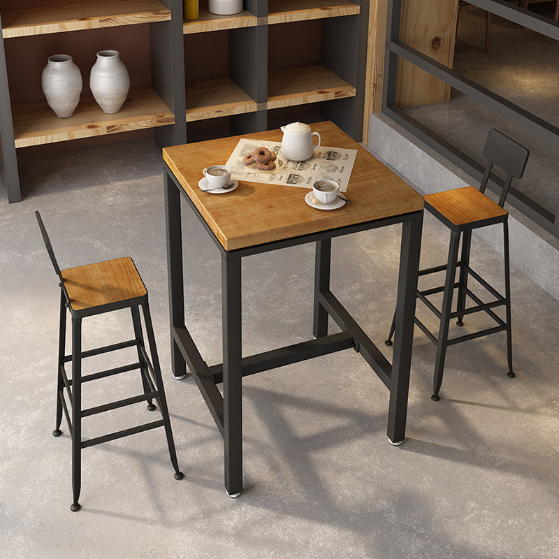 Industrial Wood Indoor Pub Bar Table Black Iron Bar Dining Table with 4-Prong Pedestal 31.5"L x 31.5"W x 41.3"H Without Chairs Clearhalo 'Bar Furniture' 'Bar Tables' 'bar_tables' 'furn' 'furn_bar_tables' 'Furniture' 'furniture_bar_tables' 'Kitchen & Dining Furniture' 4423228